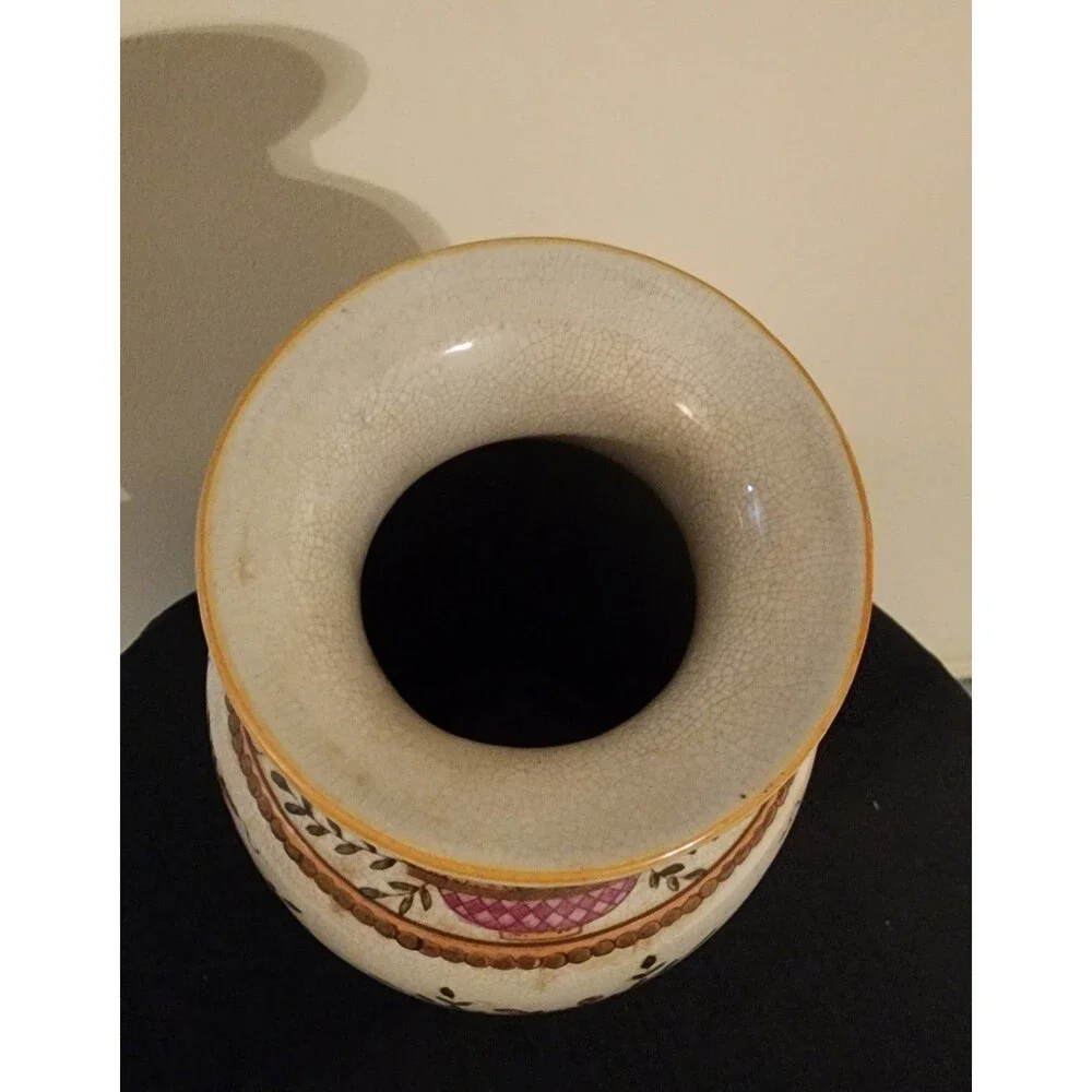 Vintage Chinese Porcelain Vase with an Ecru Crackle Glaze Finish
